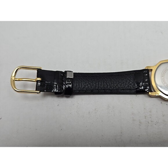 Ecclissi 80195 Womens Gold Tone Cushion Watch Black Leather New Battery Quartz - Picture 10 of 12